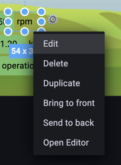 Canvas element context menu