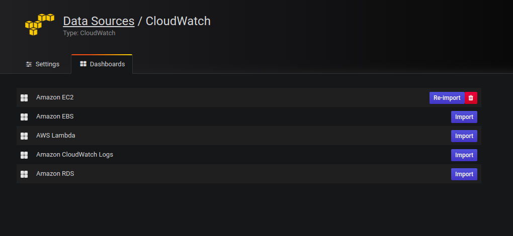 CloudWatch dashboard import