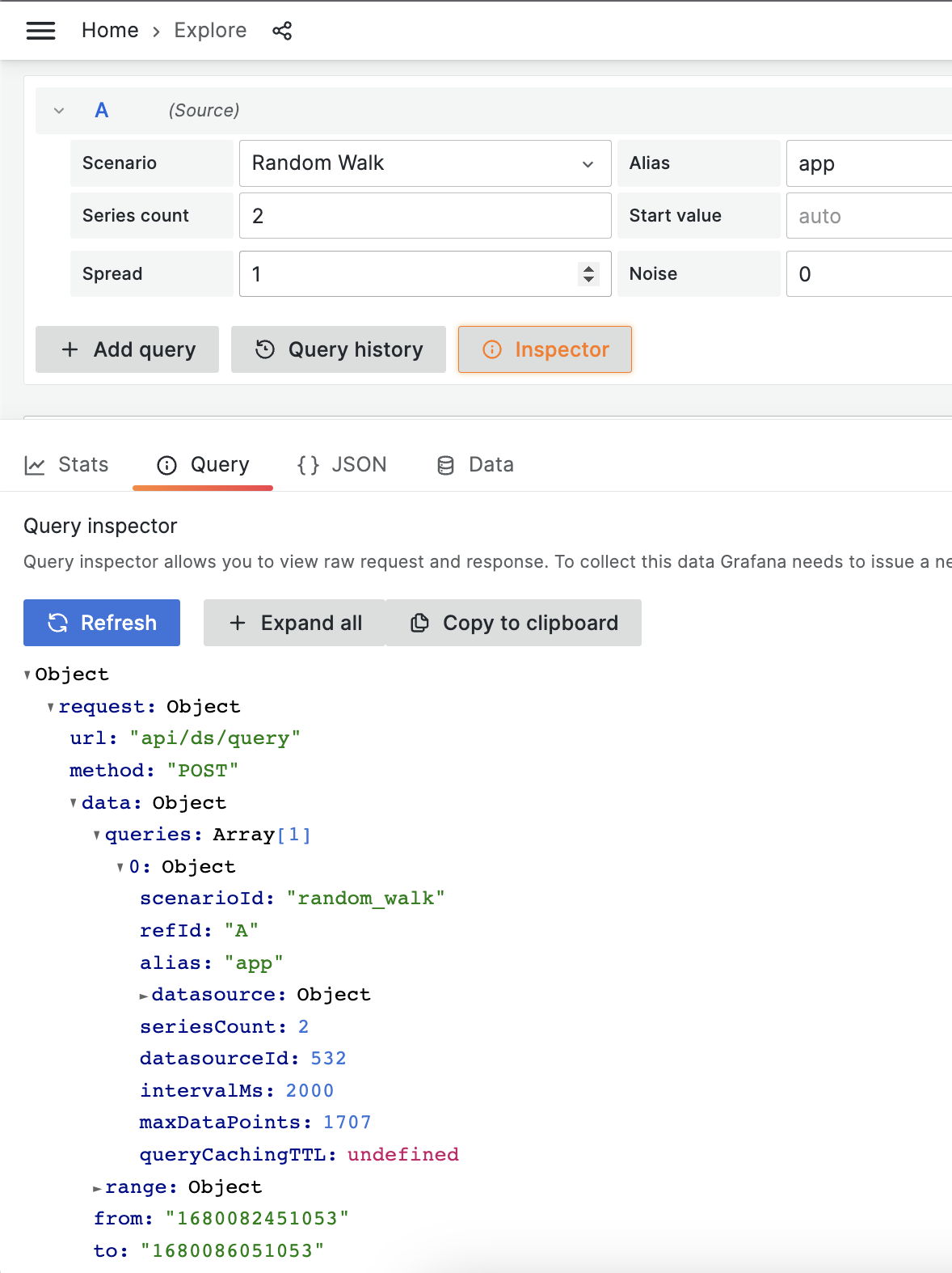 Query inspector with target query structure