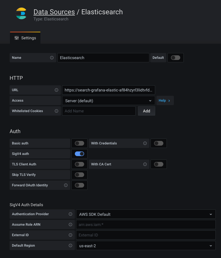 SigV4 configuration for AWS Elasticsearch Service