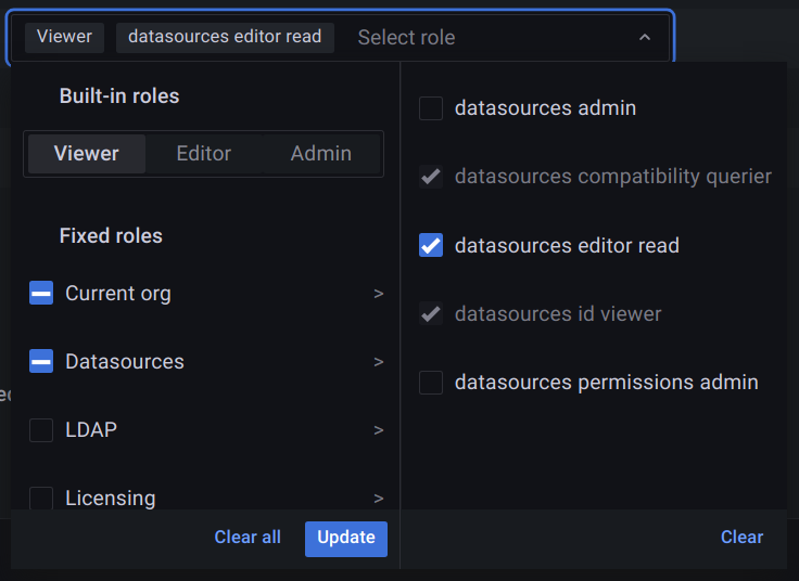 Grafana Enterprise Role Picker