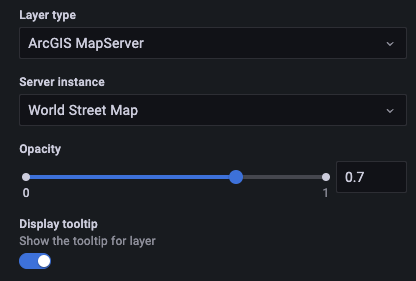 Geomap panel ArcGIS options