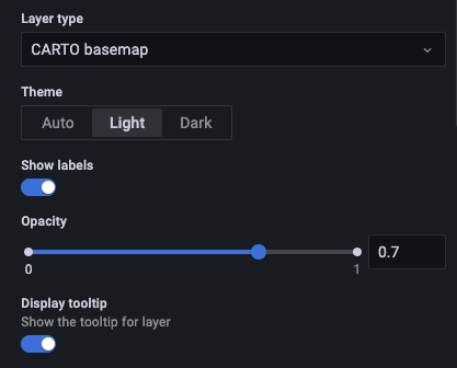 Geomap panel CARTO options