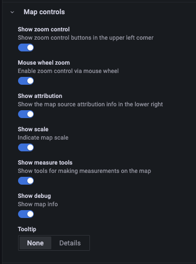 Geomap panel map controls