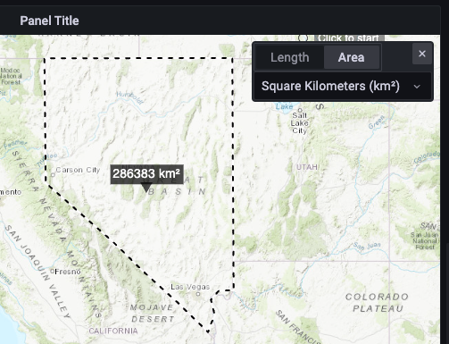 Geomap panel measure area