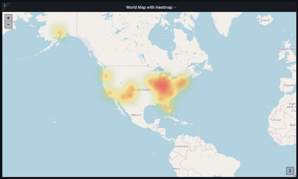 Geomap panel: Heatmap