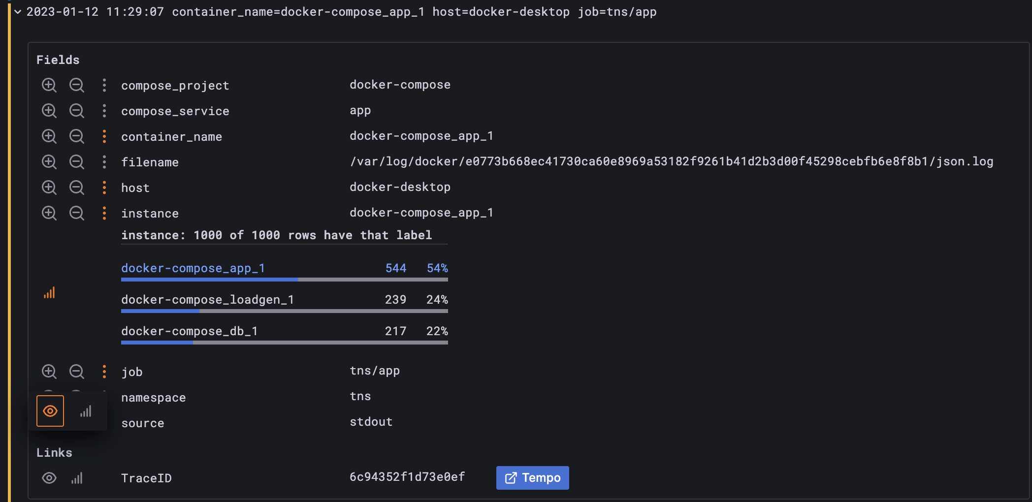 Log details redesign with interactions