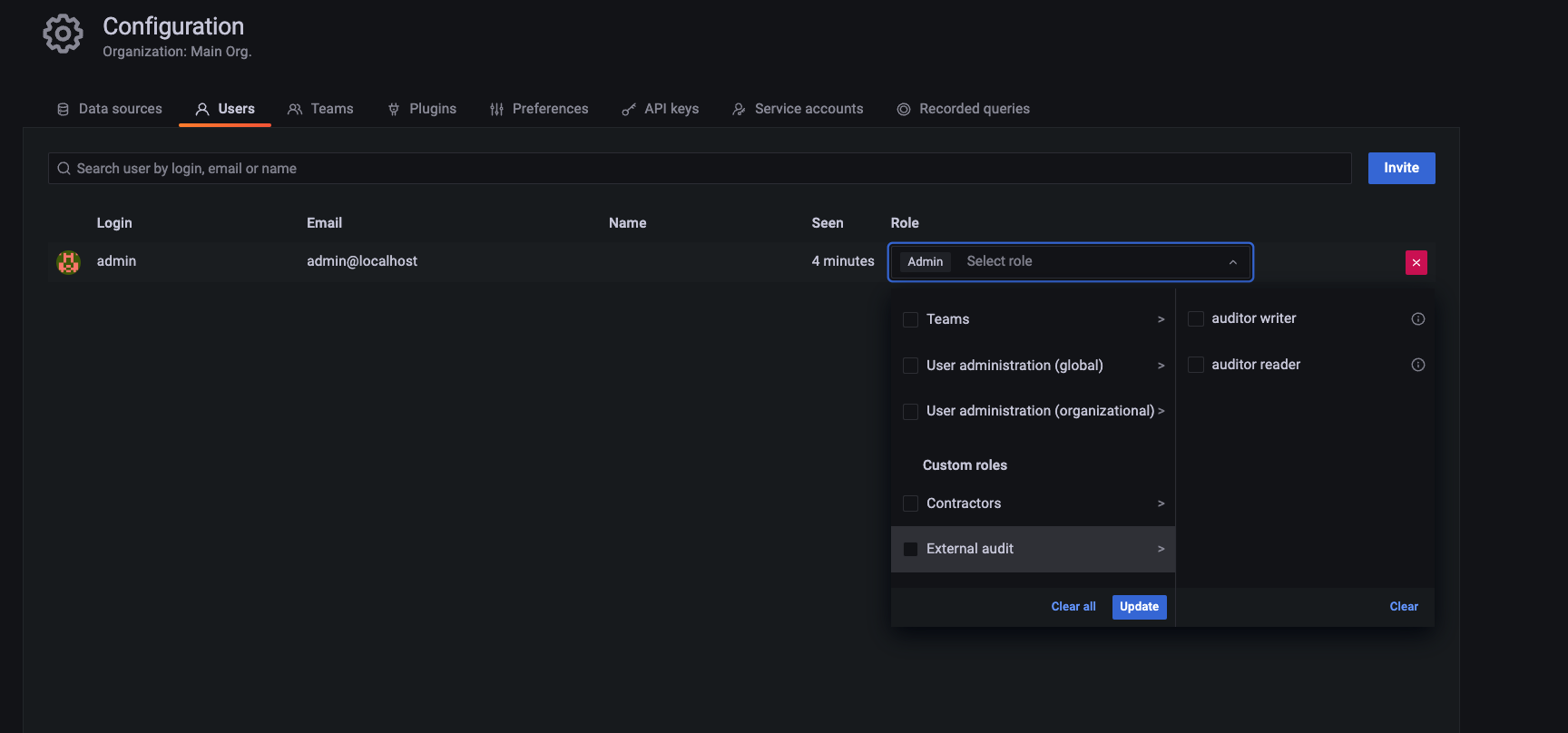 Organizing custom roles into RBAC groups