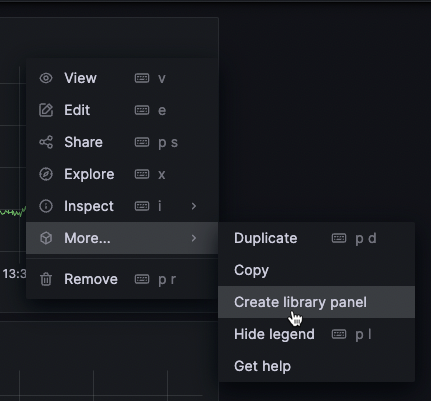 Create library panel option in the panel menu