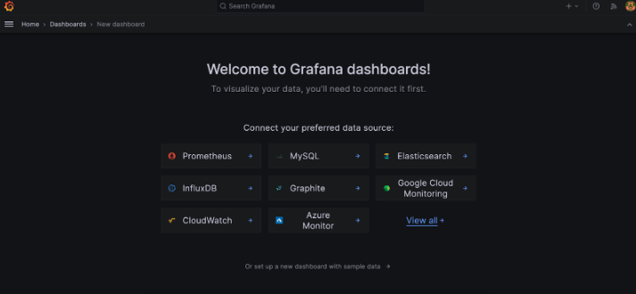 Admin view of data source connection page on dashboard creation