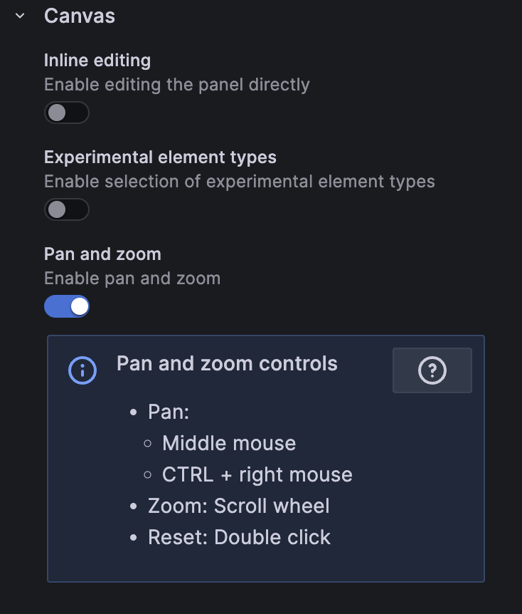 Canvas pan zoom control