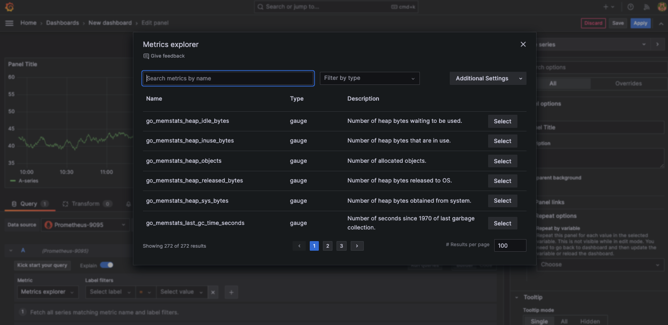 Metrics explorer