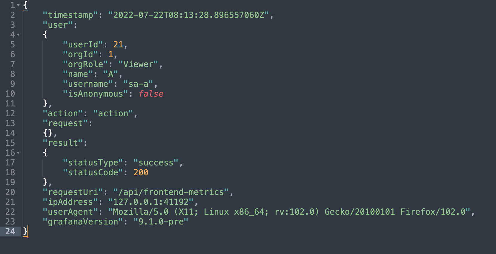 Verbose audit logging output