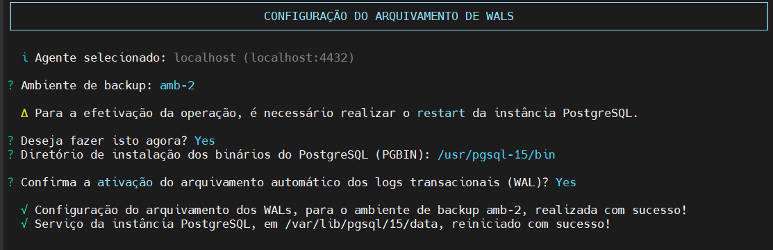 RESULTADO arquivamento WAL