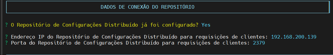 Dados de conexão com DCS