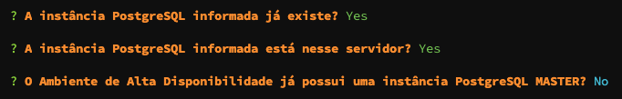 Confirma dados da instância MASTER