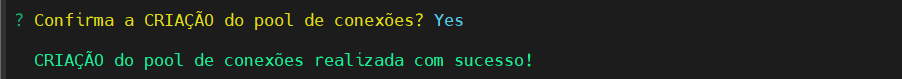 Confirma criação do pool