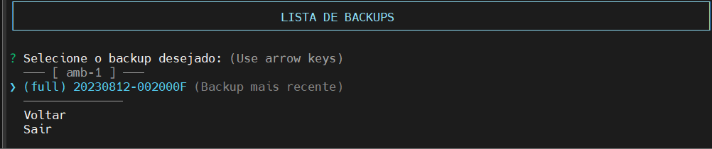 Seleciona backup