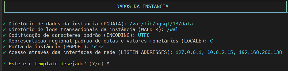 Inicialização cluster - verificação do template