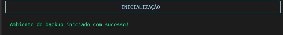 Resultado da inicialização do backup