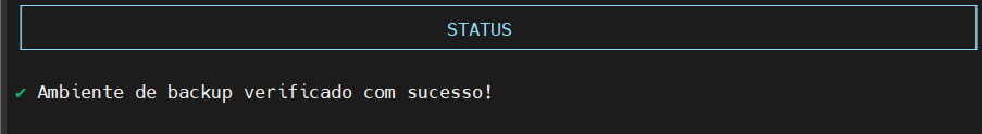 Resultado verificação ambiente backup