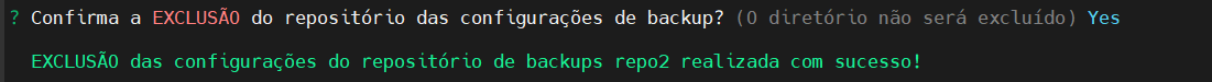 Confirma remoção do repositório