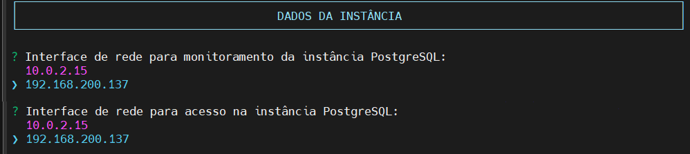 Dados da Instância