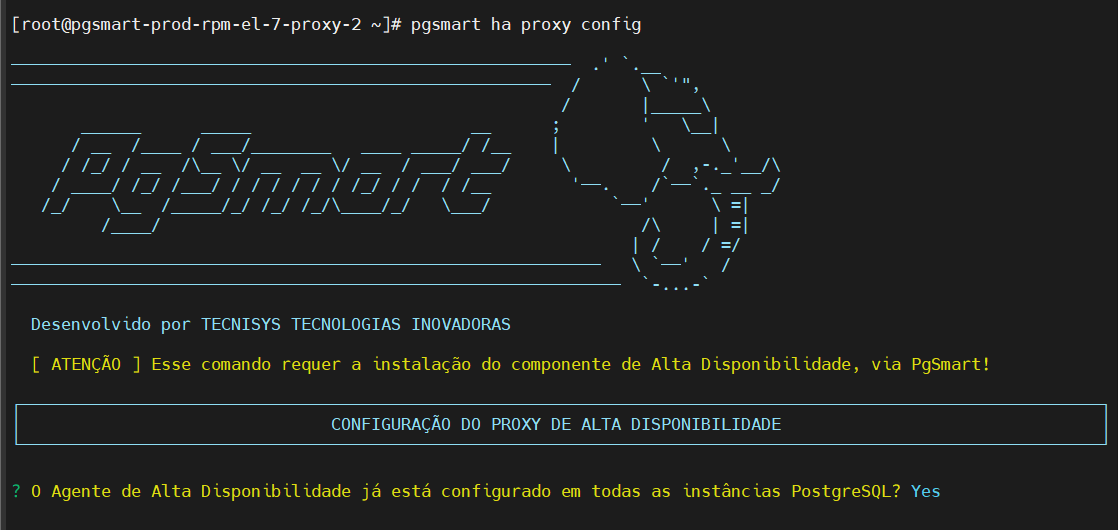 Confirma a configuração do agente