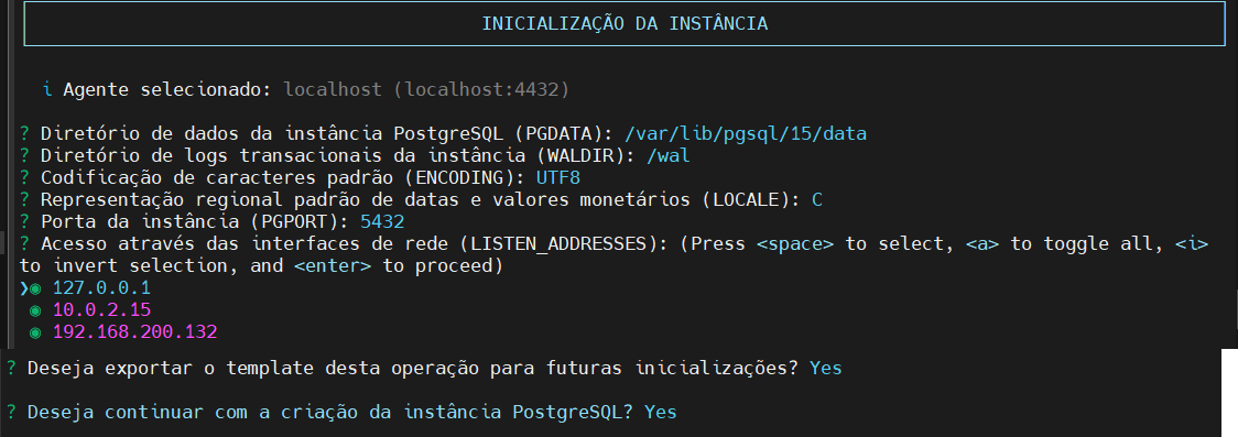 informa dados instancia