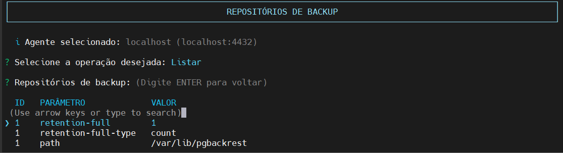 lista repositórios configurados