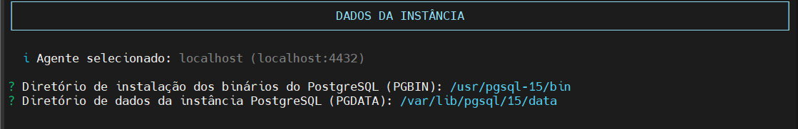 dados configuração instancia