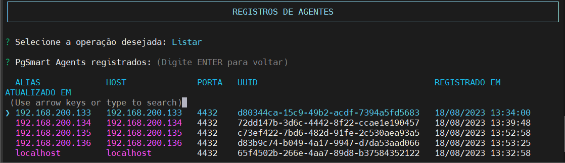 Lista agentes