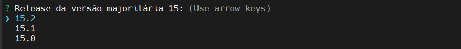 seleciona release versão majoritária