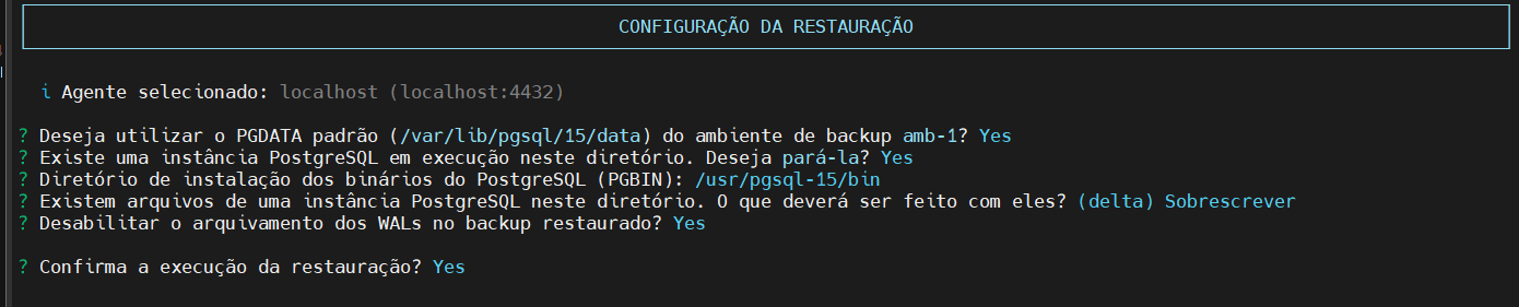 confirma a restauração