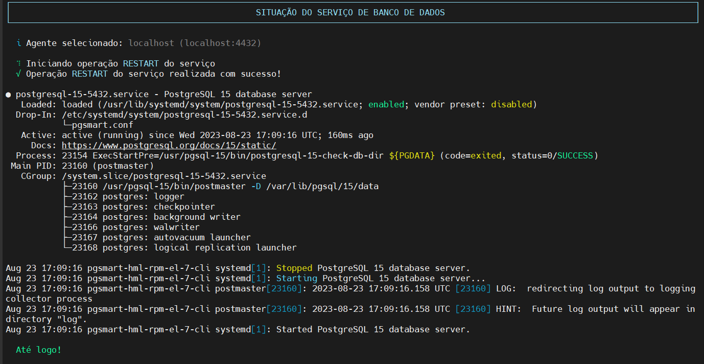 reinicialização cluster