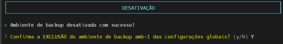 confirma exclusão do ambiente das conf globais