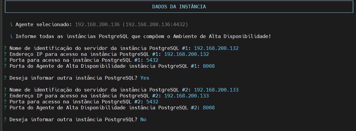 informa intancias postgreSQL