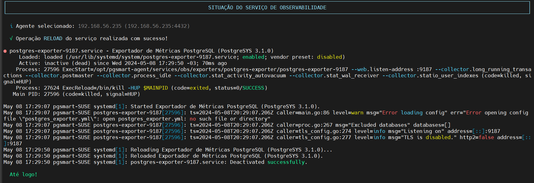 reload exporter PostgreSQL