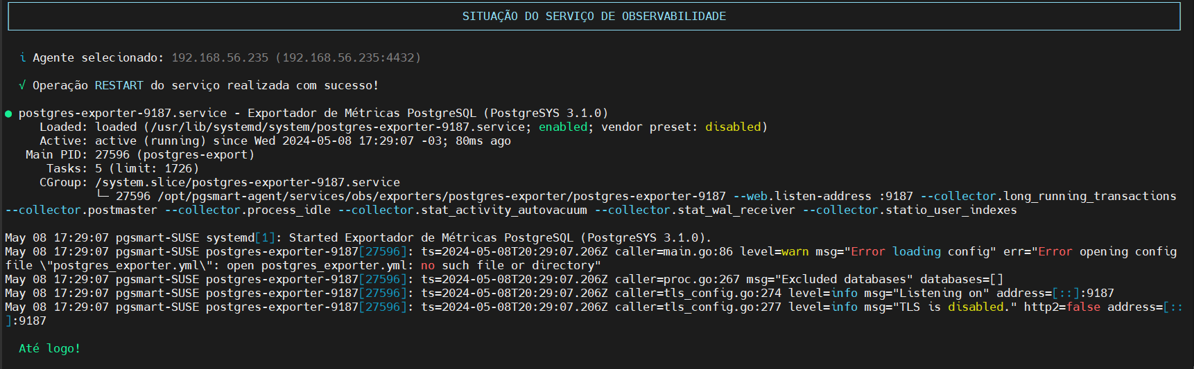 restart exporter PostgreSQL