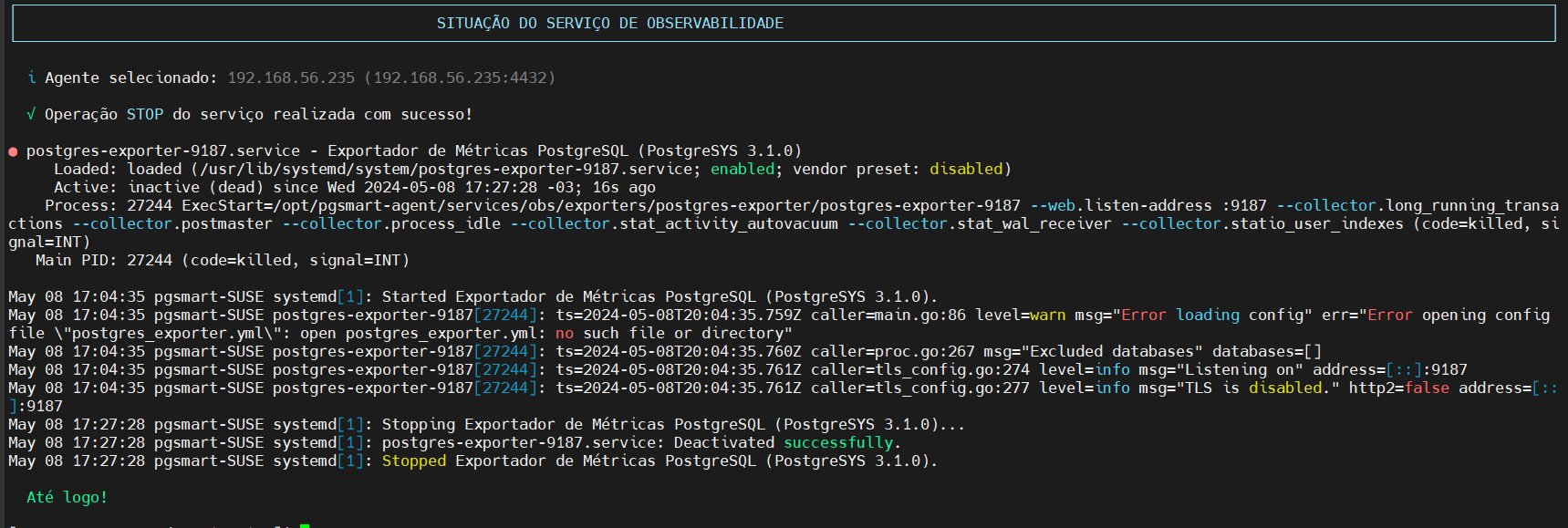 para o exporter PostgreSQL