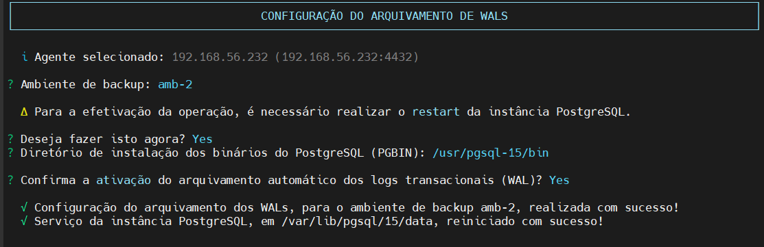 RESULTADO arquivamento WAL