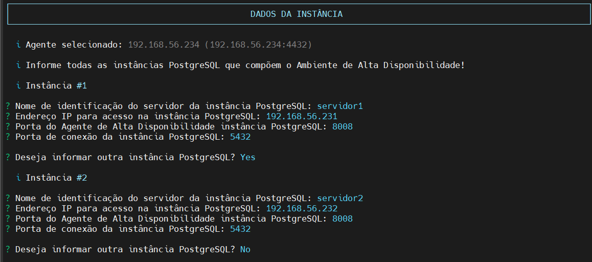 informa intancias postgreSQL