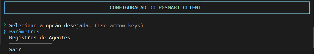 configuração pgsmart seleciona opcao