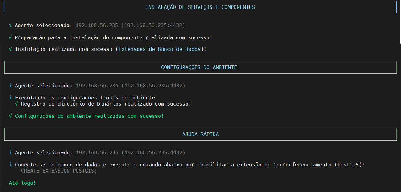 resultado da instalação da extensão