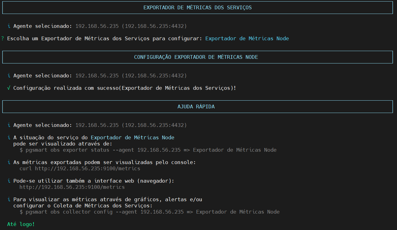 resultado da configuração do exporter config