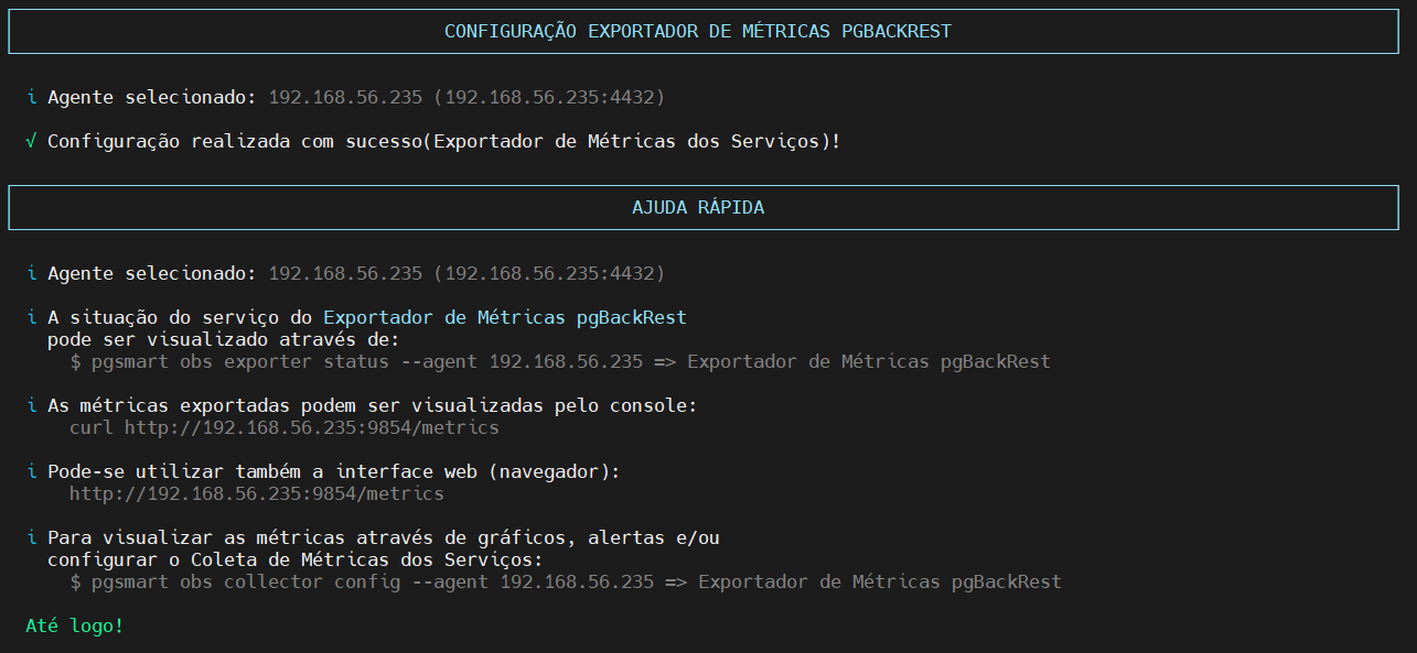 resultado da configuração do exporter