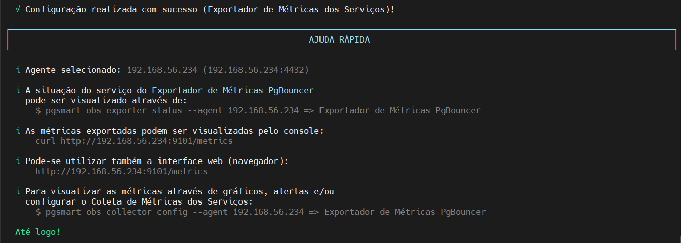 resultado da configuração do exporter config