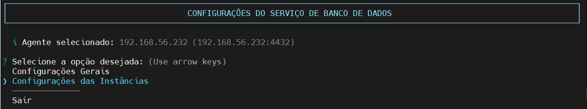 seleciona configurações das instâncias