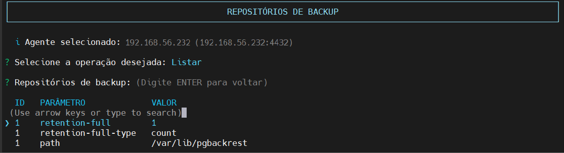 lista repositórios configurados