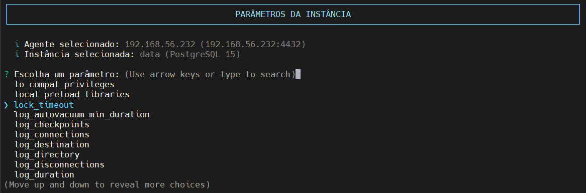 seleciona parametro